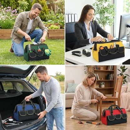 Tool Bags for Men Heavy Duty with Waterproof Hard Bottom Wide Mouth Large Tool Tote Bag Multi Pockets Organizer for Electrician Carpenter Mechanic Dad Gifts (1, Navy blue, 16 Inch) - Image 5
