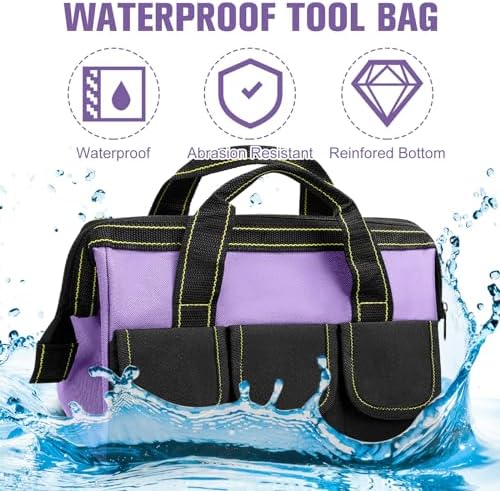 Sanwuta 3 Pack 16 Inch Tool Bags, Classic, Red, Pink, Light Purple - Image 3