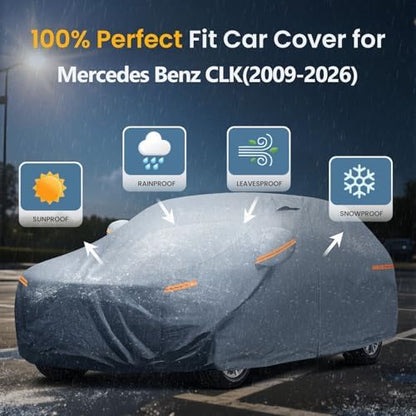 Waterproof Benz CLK 200 280 320 350 430 500 Car Cover with Breathable Vents, [Upgrade] Premium Covers with Cotton Liner and Zipper Door,Sun Rain Snow Dust Uv Protection.(Gift with Towel) - Image 3