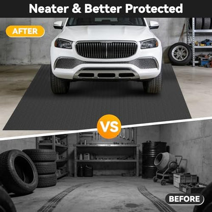 Grandroad auto 8x25 FT Garage Floor Mat, 2.8mm Thickened Flooring Roll for Under Car Diamond Plate PVC Rubber Mat with 20 Pcs Tapes, Non-Slip Floor Mat for Garage, Warehouse, Gyms, Trailer, Black - Image 4