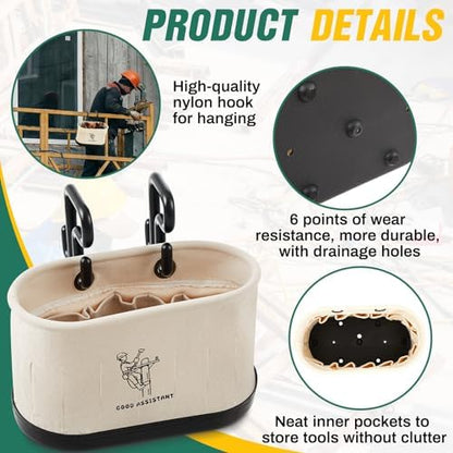Vesici Lineman Oval Bucket Tool Bag Organizer with Hooks - Image 3
