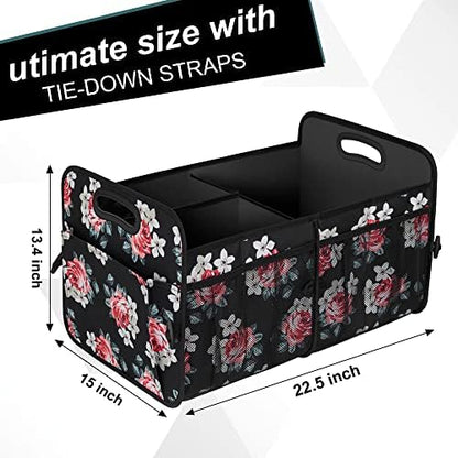 Femuar Car Trunk Organizer,Car Storage Organizer with 72L Large Capacity Waterproof Collapsible and 11 Pockets,Trunk Organizer for Car Suv/Jeep/Sedan, Large Size, Flower - Image 3