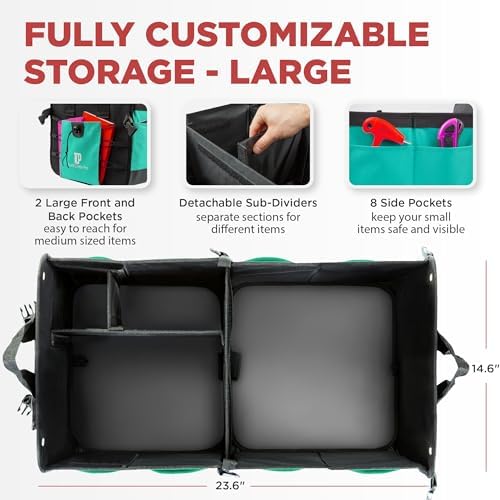 Teal Car Trunk Organizer for SUV & Auto Cargo Storage, Large - Image 2