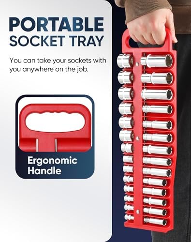 Reniteco Magnetic Socket Organizer, 3/8" Drive, 28-Socket Rail - Image 6