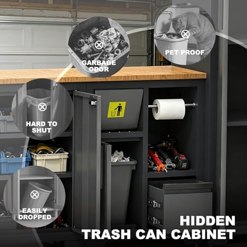 Torin Garage Storage Cabinets System, 12-Pcs Workshop Cabinet Set in Black - Image 3