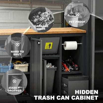 Torin Garage Storage Cabinets System, 12-Pcs Workshop Cabinet Set in Black - Image 3
