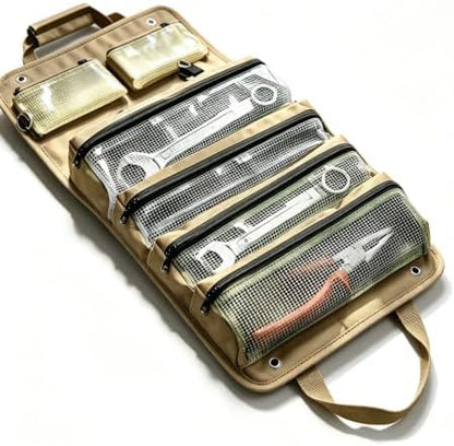 Heavy Duty Roll Up Tool Bag Organizer - 1680D Oxford, 23.6"x13", See-Through PVC Pockets, 12 Compartments for Mechanic, Electrician & Tradesperson - Image 2