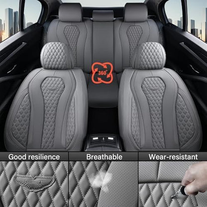 Coverado Seat Covers, Car Seat Covers Front Seats, Gray Car Seat Cover, Waterproof Car Seat Covers, Car Seat Cushion, Front Car Seat Covers Leatherette Car Seat Protector Universal Fit Most Cars - Image 6
