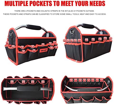 TOOLEAGUE 19 Inches Heavy Duty Tool Bag 25 Pockets,1680D Fabric Tool Bags - Image 4