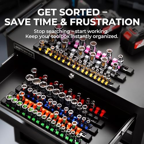 Reniteco 9-Pack Socket Organizer Set, 1/4" x 48 3/8" x 45 1/2" x 36 Clips - Image 7