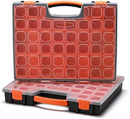EMENTOL 2PCS Multi-Purpose Portable Organizer Box Set with 44-Removable Compartments, 2 Pieces Professional Boxes with Dimension 16.2"L*13"W*2.3"H by EMENTOL