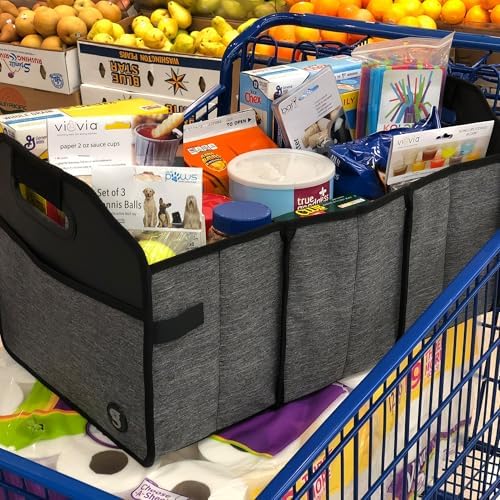 geckobrands Portable Collapsible Shopping Cart & Trunk Organizer Tote - Easy Storage, 3 Compartments with Removable Divider, Exterior Side Pocket, and Sturdy Handles - Image 3