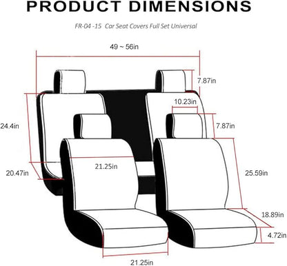 FREESOO Car Seat Covers Leather, Seat Cover Full Set Waterproof Automotive Cushion Protector Accessories Airbag Compatible Universal Fit for 5 Seats Vehicle (Black 8)