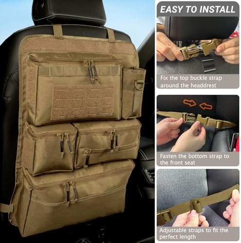 Tactical Car Seat Back Organizer for Trucks, SUVs & Vans, Mud - Image 4