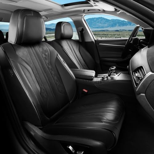 Coverado Car Seat Covers, Front Covers for Cars, Car Seat Cover Front Seats, Automotive Seat Cover, Waterproof, Leather Car Seat Cushion, Universal Interior Covers Seat Protectors for Most Cars by COVERADOAUTO