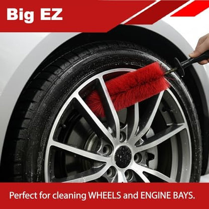 EZ Detail Brush Big - Red - Wheel Rim Cleaner for Cars, Bike, Trucks, Motorcycle, and Other Vehicles. Non-Scratch Auto Detailing Tool, Easily reaches Nook and Crannies - Image 4