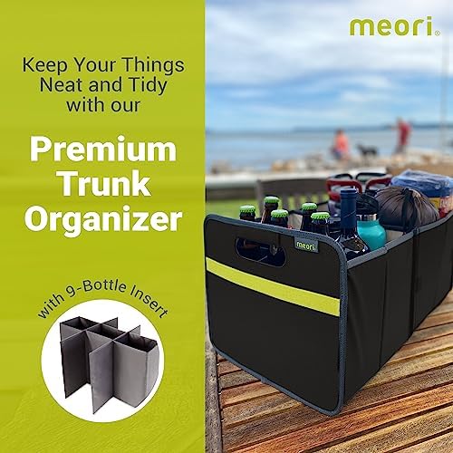 meori Collapsible Trunk Organizer for Car with Bottle Insert for Groceries Road Trips 2 Compartments Heavy Duty Mesh Pocket Ripstop - Image 2