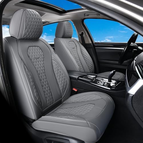 Coverado Seat Covers, Car Seat Covers Front Seats, Gray Car Seat Cover, Waterproof Car Seat Covers, Car Seat Cushion, Front Car Seat Covers Leatherette Car Seat Protector Universal Fit Most Cars by COVERADOAUTO