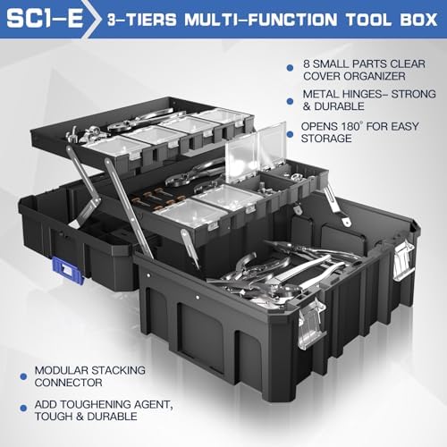 AIRAJ 5 Tier Stackable Tool Box with Wheels, Rolling Tool Box with Drawers - Image 5