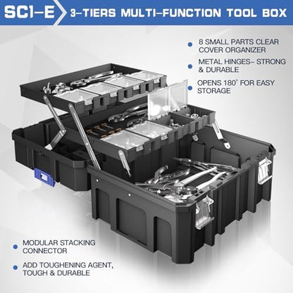 AIRAJ 5 Tier Stackable Tool Box with Wheels, Rolling Tool Box with Drawers - Image 5