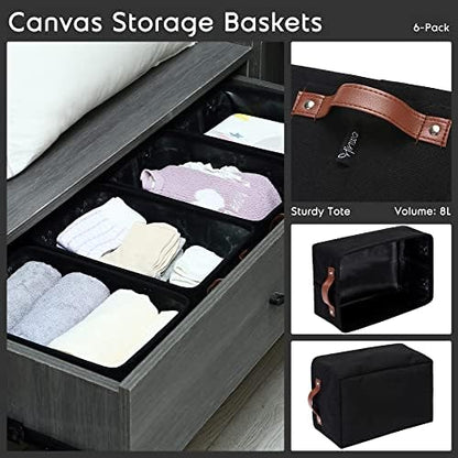 Hinwo 7.9L Compact Canvas Storage Bin with Handles, 6-Pack - Image 5