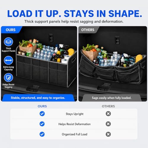 XL Car Trunk Organizer, 4 Compartments, 94L Capacity, Oxford Polyester 600D Material, Easy Fold and Store, Prevents Sliding - Image 5