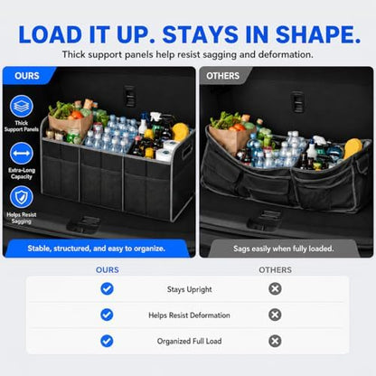 XL Car Trunk Organizer, 4 Compartments, 94L Capacity, Oxford Polyester 600D Material, Easy Fold and Store, Prevents Sliding - Image 5
