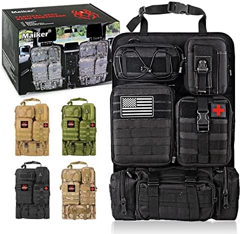 MAIKER Tactical Car Seat Back Organizer, Upgrade Tactical Vehicle Panel Organizer with 5 Detachable Molle Pouch, Universal fits for Most of Vehicle Black - Image 2