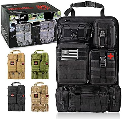MAIKER Tactical Car Seat Back Organizer, Upgrade Tactical Vehicle Panel Organizer with 5 Detachable Molle Pouch, Universal fits for Most of Vehicle Black - Image 2