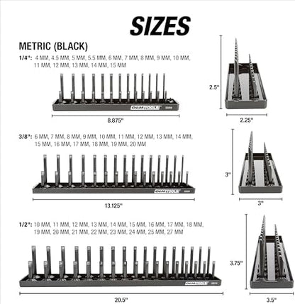 OEMTOOLS 22233 6-Pc SAE & Metric Socket Tray Set for Sizes 1/4", 3/8”, 1/2" - Image 3