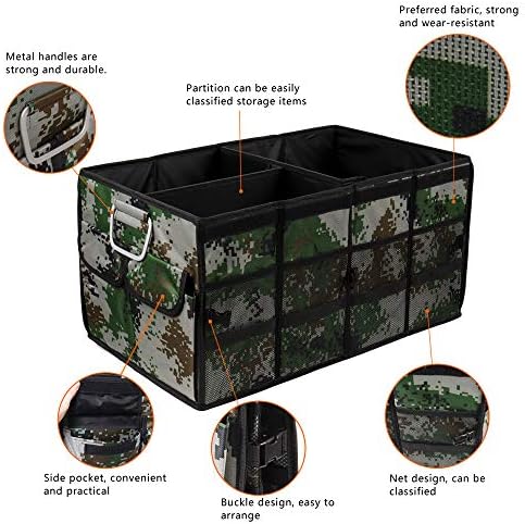 Car Trunk Organizer Collapsible Portable Multi Compartments Organizer with Non Slip Straps for SUV Truck Auto Vehicle Car Auto Minivan(Large without cover, Camouflage) - Image 5