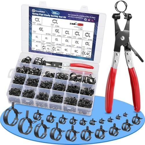 Housolution 400PCS 6-35mm Spring Hose Clamps, 20 Sizes Spring Pipe Clamps by Housolution