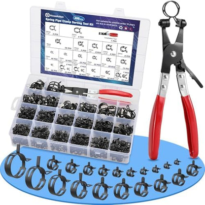 Housolution 400PCS 6-35mm Spring Hose Clamps, 20 Sizes Spring Pipe Clamps by Housolution