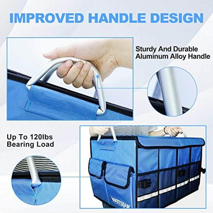 Trunk Organizer With Insulated Grocery Bag, Blue Car Organizer, Collapsible Trunk Organizer For SUV, Sedan And Truck, Car Storage Organizer With Aluminum Alloy Handle - Image 7