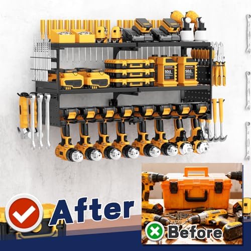 Power Tool Organizer Wall Mount, 300Lbs Tool Storage Rack, Black - Image 5