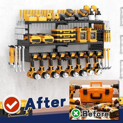 Power Tool Organizer Wall Mount, 300Lbs Tool Storage Rack, Black - Image 5