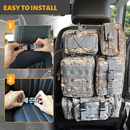 MAIKER Tactical Car Seat Back Organizer, Upgrade Tactical Vehicle Panel Organizer with 5 Detachable Molle Pouch, Universal fits for Most of Vehicle - Image 4