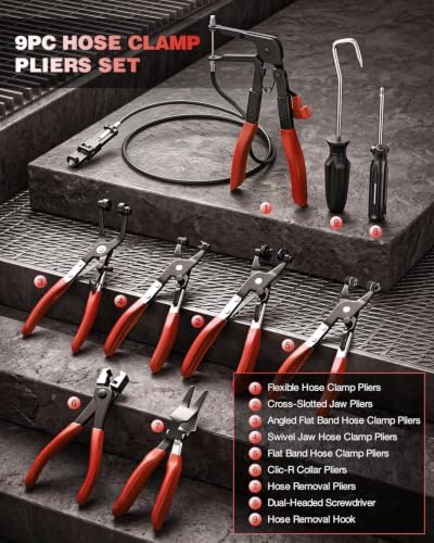Saker Hose Clamp Pliers Set, Automotive Clamp Removal Tool Kit 9PCS - Image 3