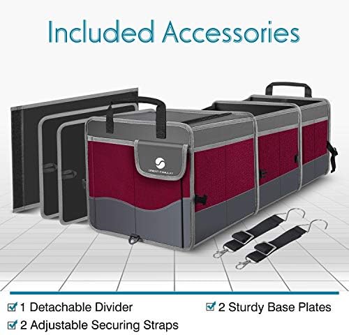 Trunk Organizer with Cooler, Collapsible Trunk Storage Container with Non Slip Bottom Strips, Large Multi-Compartment Waterproof Car Trunk Organizer Groceries for Vehicle Sedan, SUV, Van(Wine Red) - Image 5