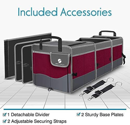 Trunk Organizer with Cooler, Collapsible Trunk Storage Container with Non Slip Bottom Strips, Large Multi-Compartment Waterproof Car Trunk Organizer Groceries for Vehicle Sedan, SUV, Van(Wine Red) - Image 5