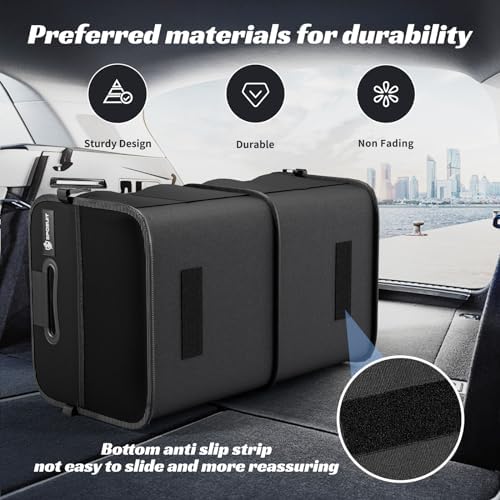 Sposuit Trunk Organizer for Car - 70L Collapsible Sturdy Car Storage, Black - Image 3