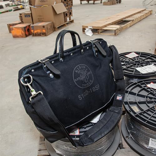 Klein Tools 510218SPBLK Tool Bag, Large 18-Inch Deluxe Canvas Tool Bag and Organizer with 13 Pockets and Shoulder Strap, Black - Image 4