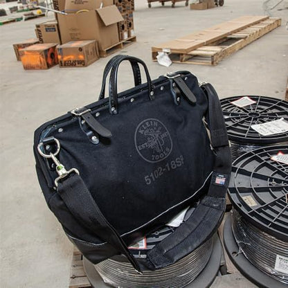 Klein Tools 510218SPBLK Tool Bag, Large 18-Inch Deluxe Canvas Tool Bag and Organizer with 13 Pockets and Shoulder Strap, Black - Image 4