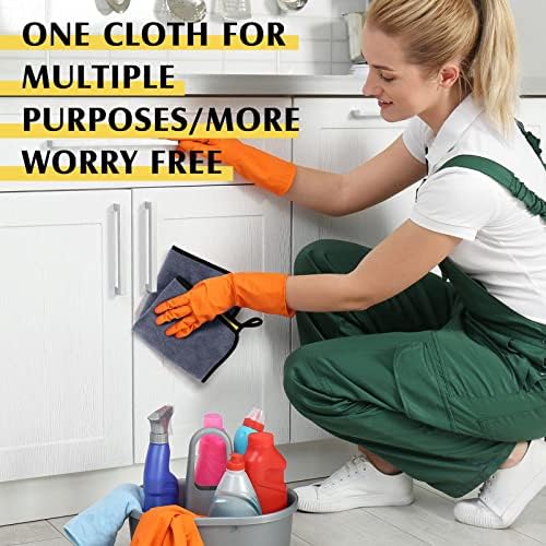 20 Pcs Microfiber Car Drying Towels 800 Gsm Thick Plush, Grey and Yellow - Image 6