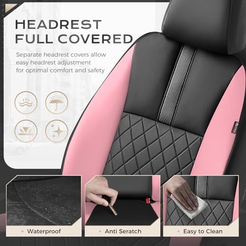 Coverado Car Seat Covers Front Pair, Automotive Leather Seat Covers for Car，Universal Fit Front Back Seat Cover, Non-Slip Waterproof Breathable Car Seat Protector - Image 4