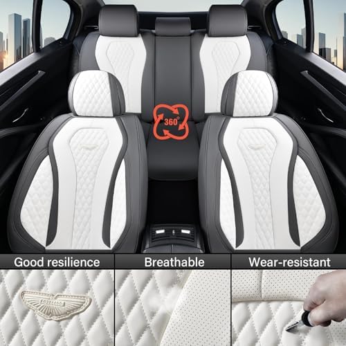 Coverado Seat Covers, Car Seat Covers Front Seats, Car Seat Cover, Waterproof Car Seat Covers, Car Seat Cushion, Front Car Seat Covers Leatherette Car Seat Protector Universal Fit Most Cars White - Image 6
