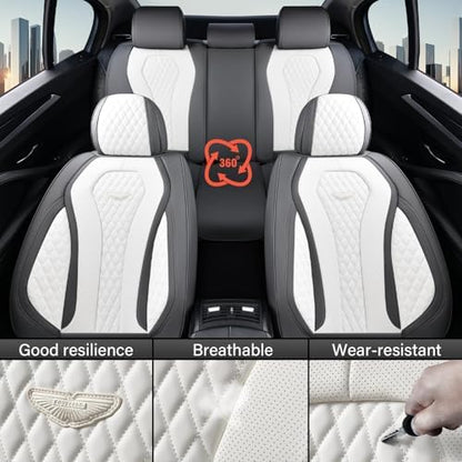 Coverado Seat Covers, Car Seat Covers Front Seats, Car Seat Cover, Waterproof Car Seat Covers, Car Seat Cushion, Front Car Seat Covers Leatherette Car Seat Protector Universal Fit Most Cars White - Image 6