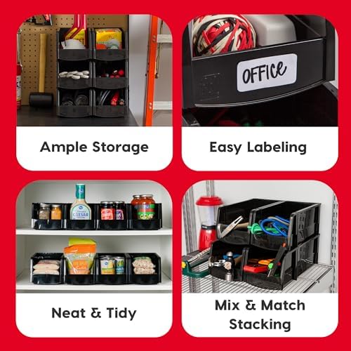 IRIS USA 8-Pack, Large Stackable Storage Bins, Black - Image 3
