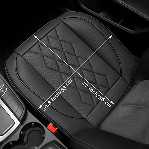 JOJOBAY 2pack Leather Car Seat Cover,Bottom Seat Covers for Cars,Front Seat Protector,Fit for 95% of Vehicles - Padded,Anti-Slip,Premium Leather(2 PCS,Black) - Image 2
