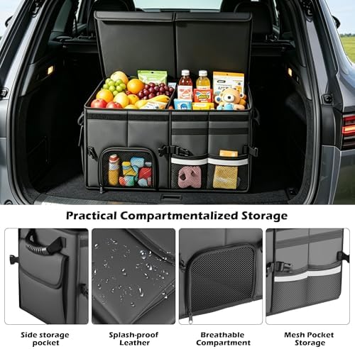Car Trunk Organizer, 2 Compartments Car Storage Box with Lip - Image 3